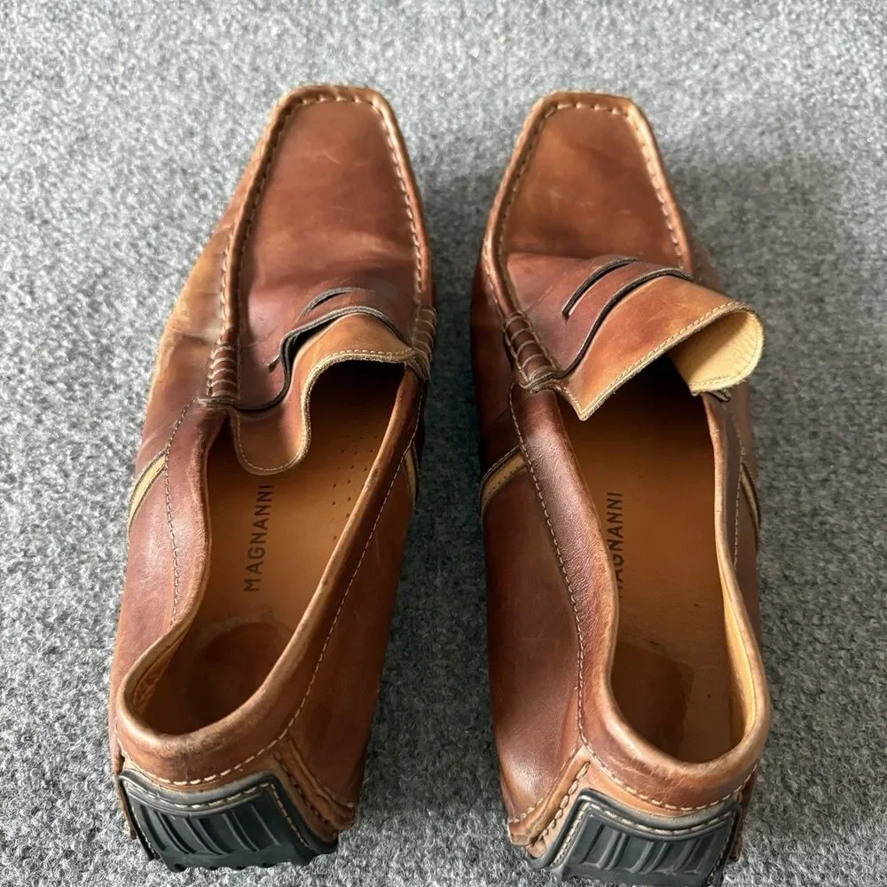 Magnanni Men's Penny Driver Loafers Brown Slip On Driving Moccasins Size 12